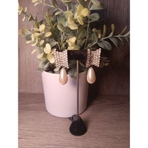 Rhinestone and Pearl Drop Earrings 2"Long Pierced Elegant